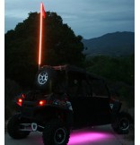 6F Multicolor LED Lighted Whip with Quick Disconnect and Roll Cage Billet Clamp 